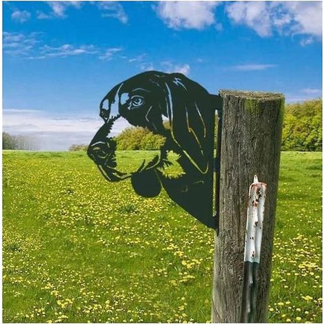 dcorations En Mtal Pour Cltures - Steady Dog, Dcorations Pour Maisons Extrieures Animaux Sculptures Dcoratives De Jardin Cadeaux (1/3)