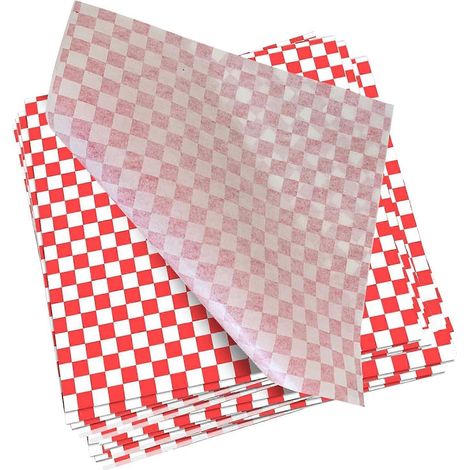 Papier sulfurisé, 100 feuilles, papier d'emballage alimentaire pour hamburgers, fish and chips, sandwichs, impression rouge (1/5)