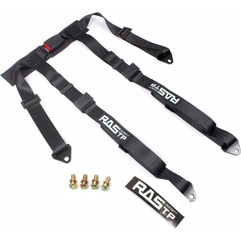 RASTP Car Modification 2-inch Four-Point Go-Kart Racing Seat Belt Quick-Release Seat Safety Belt Set - High Strength Polyester, Four-Point - BAG048 (2-inch Four-Point Large Black Buckle) (1/4)