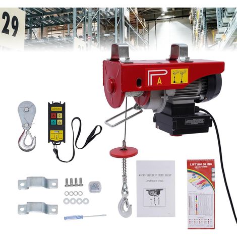 440LBS Seilwinde Elektrisch 230v mit funkfernbedienung 440LBS mit drahtloser Fernbedienung & Schlingen Elektrische Winde, Elektrische Fernsteuerung Pulley für Fabriken, Lagern, Baustellen (1/5)
