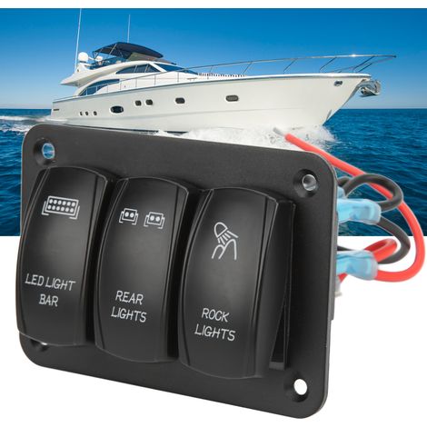 Interrupteur à bascule 5 broches 3 positions avec rétroéclairage bleu pour barre LED, 12‑24V DC – Bateau, Voiture, VTT, UTV