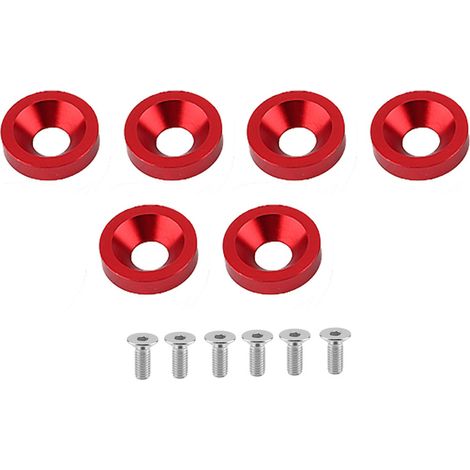 Lot de 6 vis et rondelles de plaque d'immatriculation pour auto et moto, kit de fixation garde-boue, pare-chocs et cache-moteur, couleur rouge (1/4)