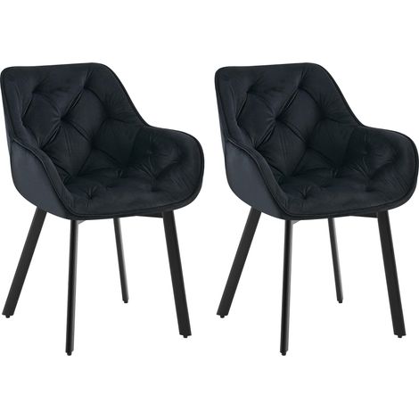2er Set Drehbarer Esszimmerstuhl Antigo Samt schwarz (1/5)