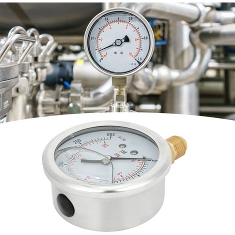Manomètre radial à bain d'huile TS PGG604-20bar 1/4BSP Y60, adapté aux équipements mécaniques. (1/5)