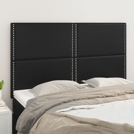 4 pcs Têtes de lit pour lit adulte, Tableau décoratif de chevet élégante Noir 72x5x78/88 cm Similicuir CDE93745 (1/5)