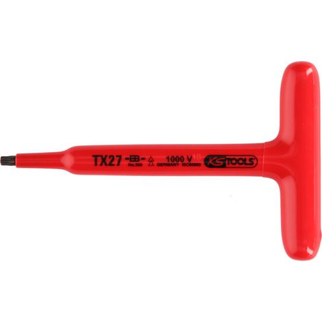KS Tools Poignée en T Torx Clé en L avec isolation de protection, T20, 120 mm