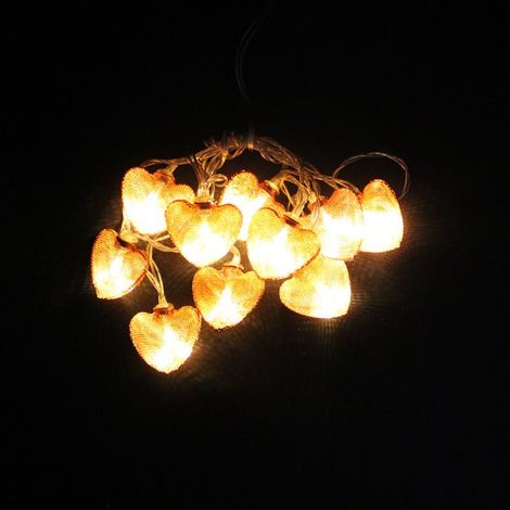 Guirlande Lumineuse à Pile 1.35M 10LED IP20 avec motifs en métal BLANC CHAUD (piles non incluses) - Cœur - SILUMEN (1/5)