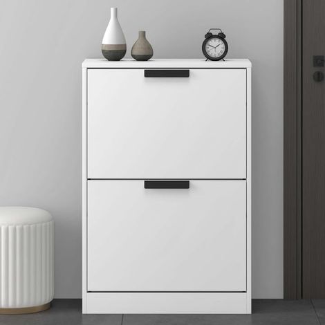 Mai & Mai Scarpiera Portascarpe 60x28x89cm, Porta Scarpe Armadio Scaffale Portascarpe per Ingresso Soggiorno, Camera da Letto Schuhschrank01, Bianco opaco