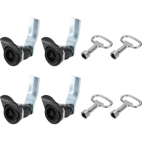 Triangle Cam Lock, 4 Pack Tubular Cabinet Drawer Lock 1-1/4" Cylinder Length Suitable Up to 1-1/16" Thick Panel with Small Keys for Electric Cabinet Water Meter (1/5)