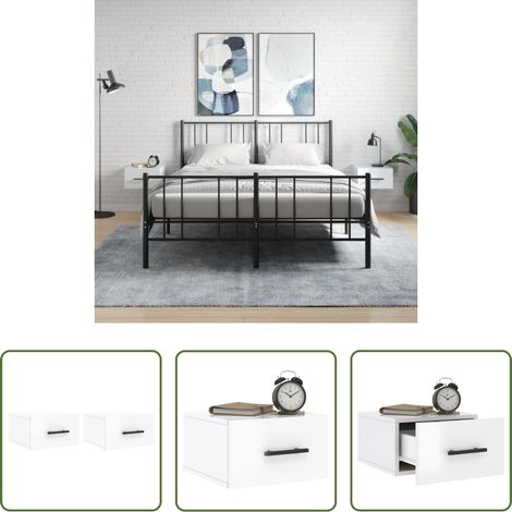 Wandmontage - Wand-Nachttische 2 Stk. Hochglanz-Weiß 35x35x20 cm (1/5)