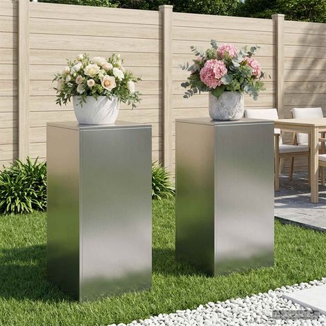 vidaXL Plant Stand 2 pcs Silver 40 x 40 x 80 cm Stainless Steel (1/5)
