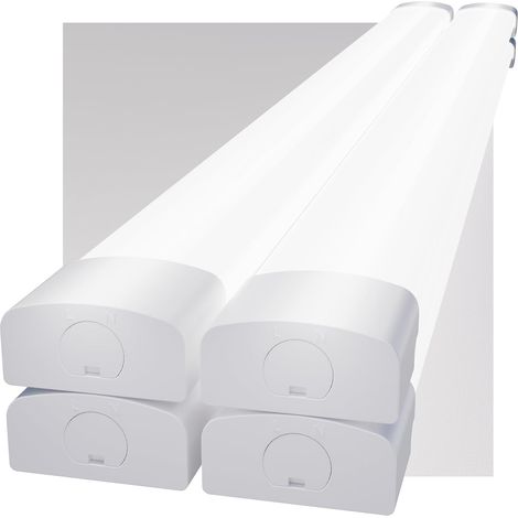 Modlicht Lot de 4-36W Réglette LED Blanc 120cm-4000LM,Blanc froid 5000K,IP65,Plafonnier étanche pour salle de bain,cave [Classe E]