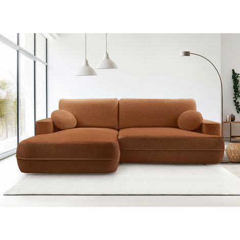 AX LIVING Ecksofa mit Schlaffunktion Peoni 267cm Kupferfarbener Stil L