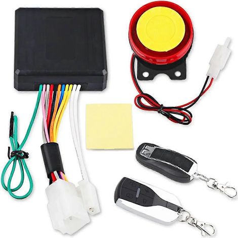 Sistema de alarma universal para motocicleta, bicicleta, scooter, alarma antirrobo de seguridad, control remoto para arranque del motor + altavoz de alarma para motocicleta (1/5)