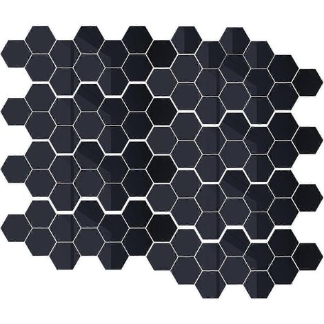 Sticker mural miroir hexagonal, 100 pièces en acrylique - Stickers décoratifs personnalisés pour salon, entrée, couloir, escaliers-Black 46x40x23mm