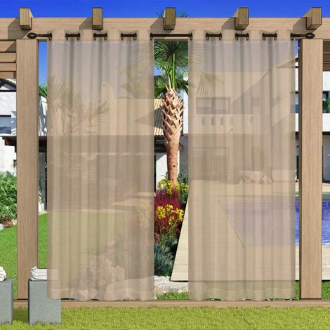 Wasserfeste, transparente Gardinen, geeignet für Terrassen und Pergolen – transparente Gardinen für den Innen- und Außenbereich, Einzelpaneelgröße 132 x 213 cm. (1/4)