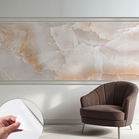 Selbstklebend Tapete modern - Wanddeko für Küche - Klebefolie Wand - luxus Look Steinmuster 250x104 cm (1/5)
