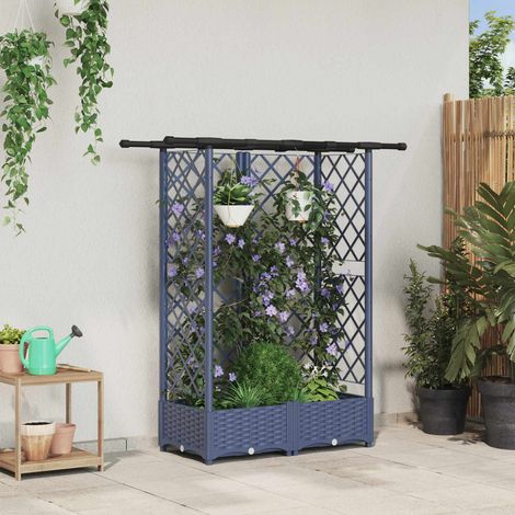 Teenpull – Hochbeet mit Rankgitter und Dach Grau 124 x 40 x 121 cm PP (1/5)