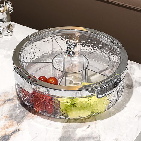 Vassoio ermetico di lusso per frutta secca con coperchio - Argento trasparente, 1 pezzo-lsw (1/4)