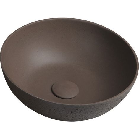 Sapho Formigo - Lavabo à poser, diamètre 39 cm, sans trop-plein, sans trou pour robinet, brun foncé mat FG315 (1/4)