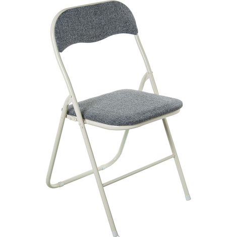 Chaise Pliante en métal et Tissu 44 x 47 x 80 cm, Gris et Blanc (1/5)