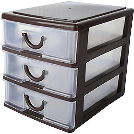 1 Stück Kunststoff-Organizerbox für Zuhause und Büro, braun (1/3)