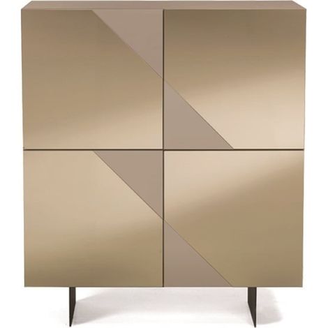 Madia credenza 4 ante in vetro specchio Bronzo e cassa Tortora ARTE 120 con 2 piedini (1/4)
