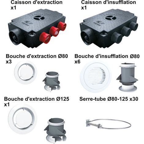 Kit d'accessoires pour VMC 6 piquages pour VDFT5 - AXELAIR - KVDF6P (1/2)