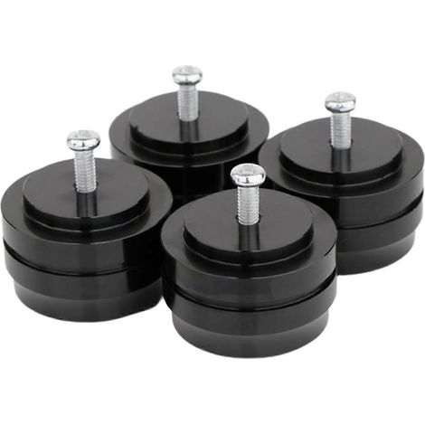 Lot de 4 pieds en aluminium massif pour appareils audio, pointes de haut-parleur, patins de support pour enceintes, amplificateur CD, noir (1/5)