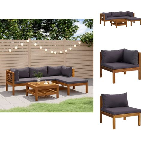 Gartenmöbel-Sets - Living 5-tlg. Garten-Lounge-Set mit Auflage Massivholz Akazie (1/5)