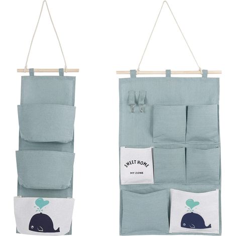 Sac de rangement mural Styles en lin avec petites poches - Multifonctionnel et grande capacité pour bureau à domicile (1/5)