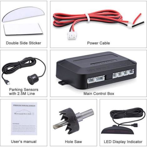 Radar De Recul - Afficheur Led - 4 Capteurs - Impermeable - Pour Vehicule - 1 Unite (1/4)