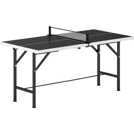 Mini table de ping-pong pliable - 152x76x70 cm, noir - Avec 2 raquettes en bois massif, 3 balles et filet - Pour intérieur et extérieur - Design pratique (1/5)