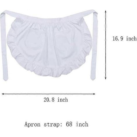 Tablier de taille pour femme avec deux poches, demi-tablier, tablier de serveuse/serveuse (1/2)