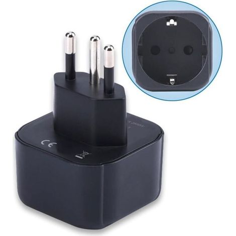 Reiseadapter Europa auf Brasilien, Europäisch/Deutsch/Französisch/Italienisch/Spanisch Schuko Stecker Typ C/E/F Geeignet für Reisen Steckerkonverter Brasilianischer Stecker (1 Stück) (1/5)