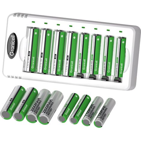 Kit de Chargeur avec 8 Piles AA et 8 Piles AAA Rechargeables NiMH - Charge Rapide (1/5)