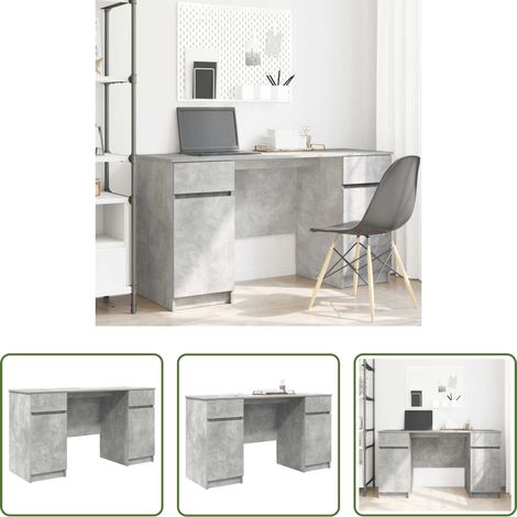 Bureau moderne -  Bureau avec porte Gris béton 140 x 49 x 76 cm Bois d'ingénierie (1/5)
