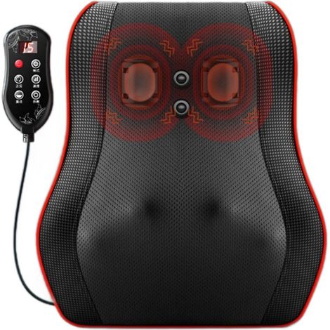 Masajeador multifuncional de zona lumbar, cuello, hombros y cojín lumbar para todo el cuerpo, incluye uso doméstico, amasamiento y masaje eléctrico contra la almohada.