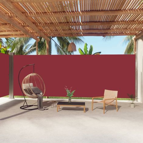 Auvent latéral Store Banne Solaire abri Marquise Brise-soleil rétractable Rouge 220x1000 cm LKOWF87205 (1/5)
