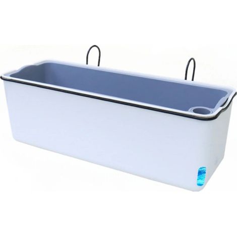 Balkon-/Zimmerpflanzkasten mit automatischer Bewässerung, rechteckiger Topf für Gemüse und Blumen, sichtbarer Wasserstand, Aufhängevorrichtung für Kletterpflanzen. (1/5)
