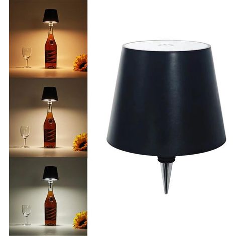 kabellose Weinflaschenlampe, kabellose LED-Weinflaschenlampe, dreifarbig dimmbare Touch-Tischlampe