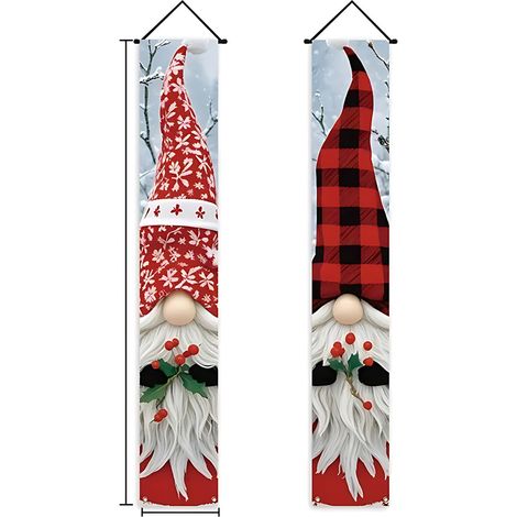 Bannière De Noël - En Tissu Polyester Imperméable - 180 X 30 Cm - Pour Porte D'Entrée Jardin Véranda - Extérieur - 1 Pièce
