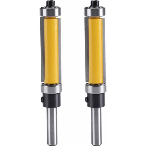 Mèche de toupie à roulement supérieur et inférieur, tige de 1/4 pouces, diamètre de coupe 1/2 pour le travail du bois, jaune, 2 pièces (1/5)