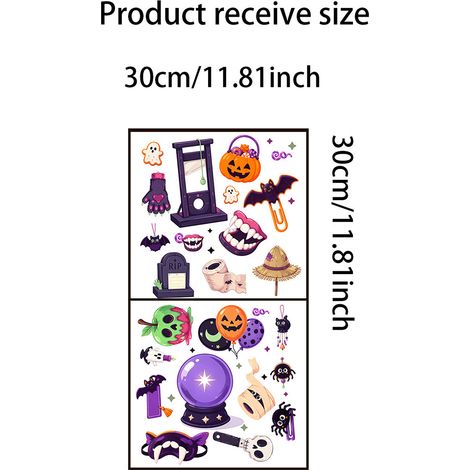 Décorations de vitrine pour Halloween : autocollants statiques amusants et multi-éléments pour une ambiance festive - JDT6069 (30 x 30 cm x 2 pièces)