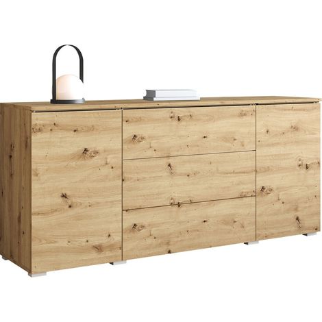Cómoda Mirfivo 102, Roble Artisan, Con cajones y puertas, Número de cajones: 3, 66x150x40cm