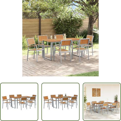 Gartentisch - Garten Essgruppe 7 pcs Grau Massivholz Akazie (1/5)
