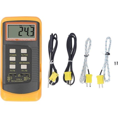 Thermomètre numérique à thermocouple à 4 canaux, double thermocouple métallique de type K, 60 V CC, 24 V CA (1/4)