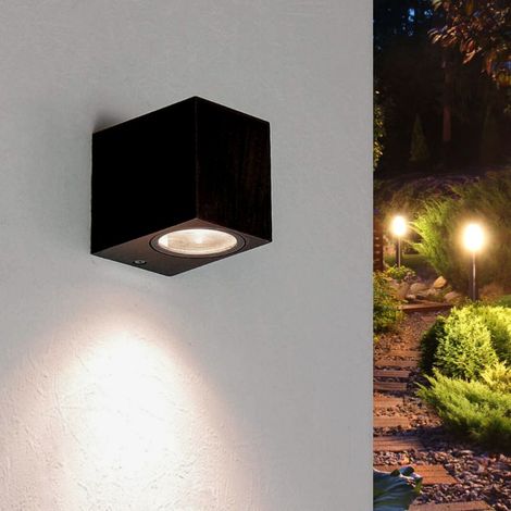 Applique murale noire LED rectangulaire IP44 GU10 design élégant intérieur extérieur (1/2)