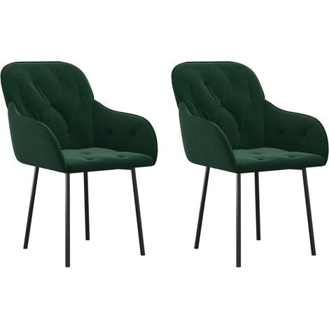 Lot de 2 Chaises à manger,Chaise de cuisine Vert foncé Velours CFW50647 (1/5)