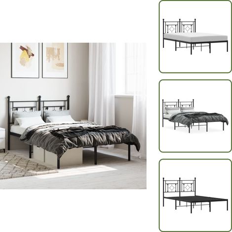 Cadre de lit métal sans matelas avec tête de lit noir 120x190cm - Cadre De Lit - Lit Double - Lit Metal - Lit Avec Têtedé Lit - Literie (1/5)